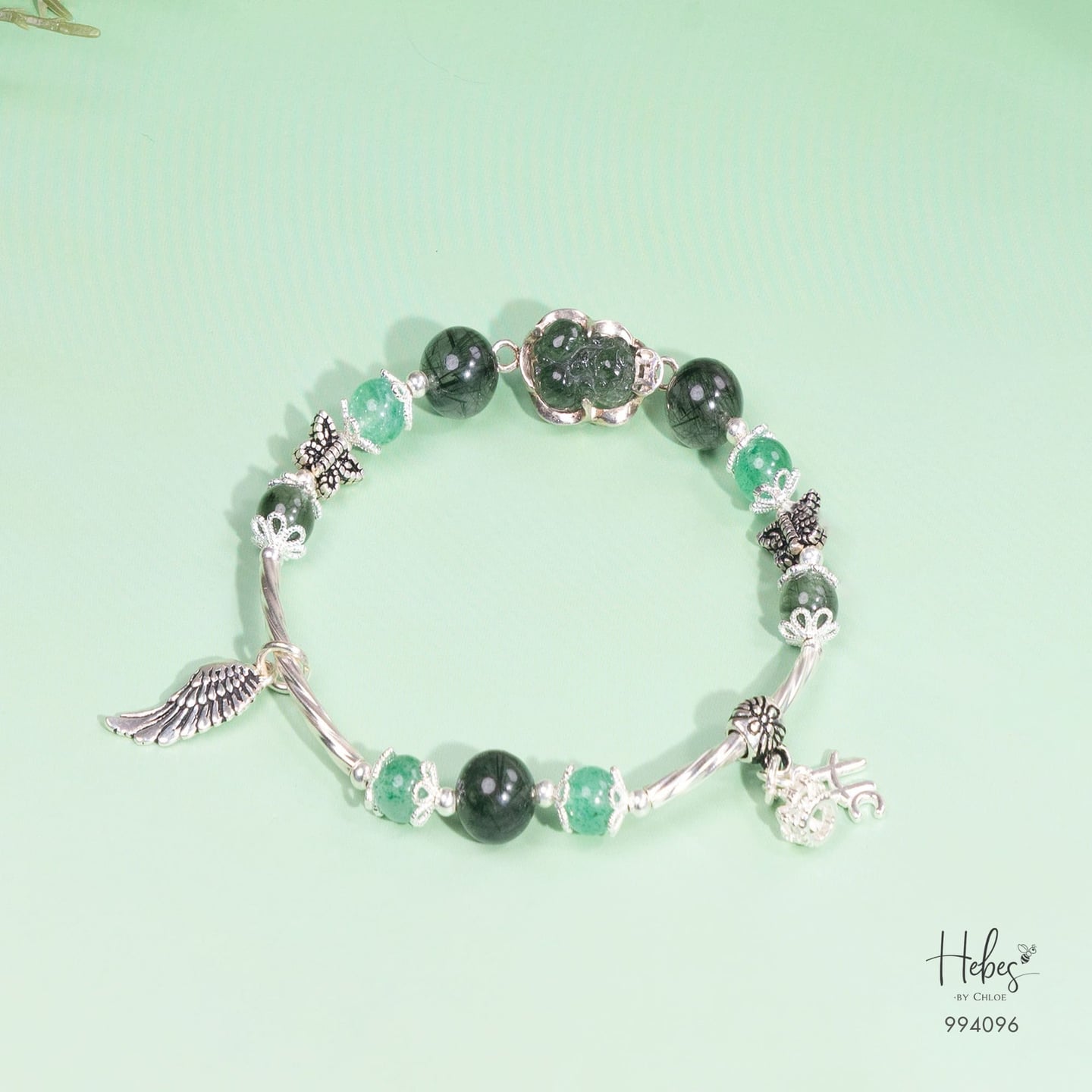 Custom Limited Pixiu Green Rutilated Quartz Bracelet 994096