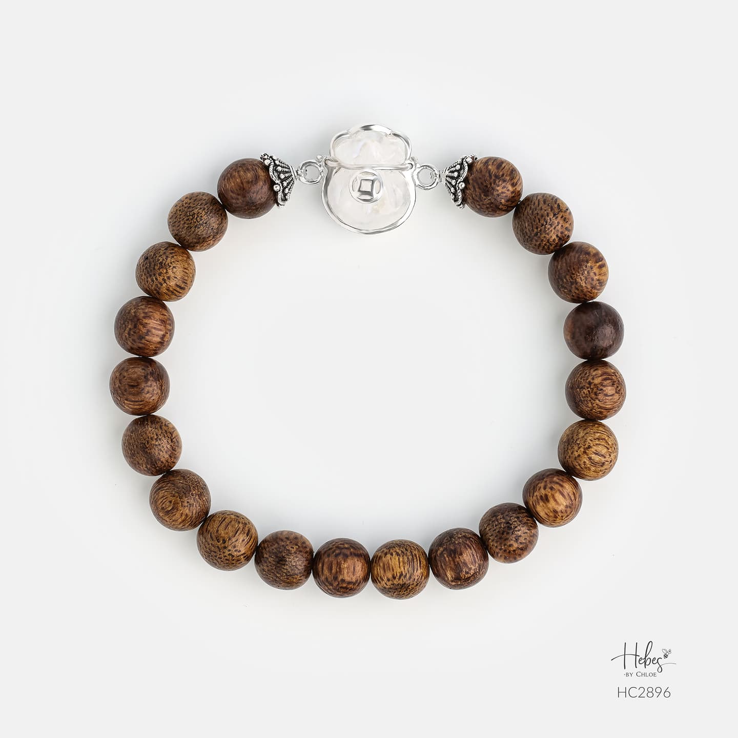 Vietnamese Agarwood Moonstone Fortune Pouch Bracelet HC2896