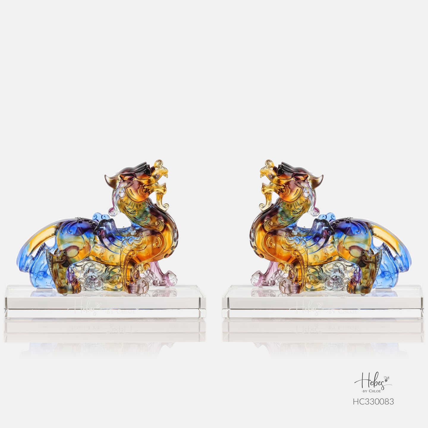 Crystal Fengshui Qilin Pair Statue HC330083