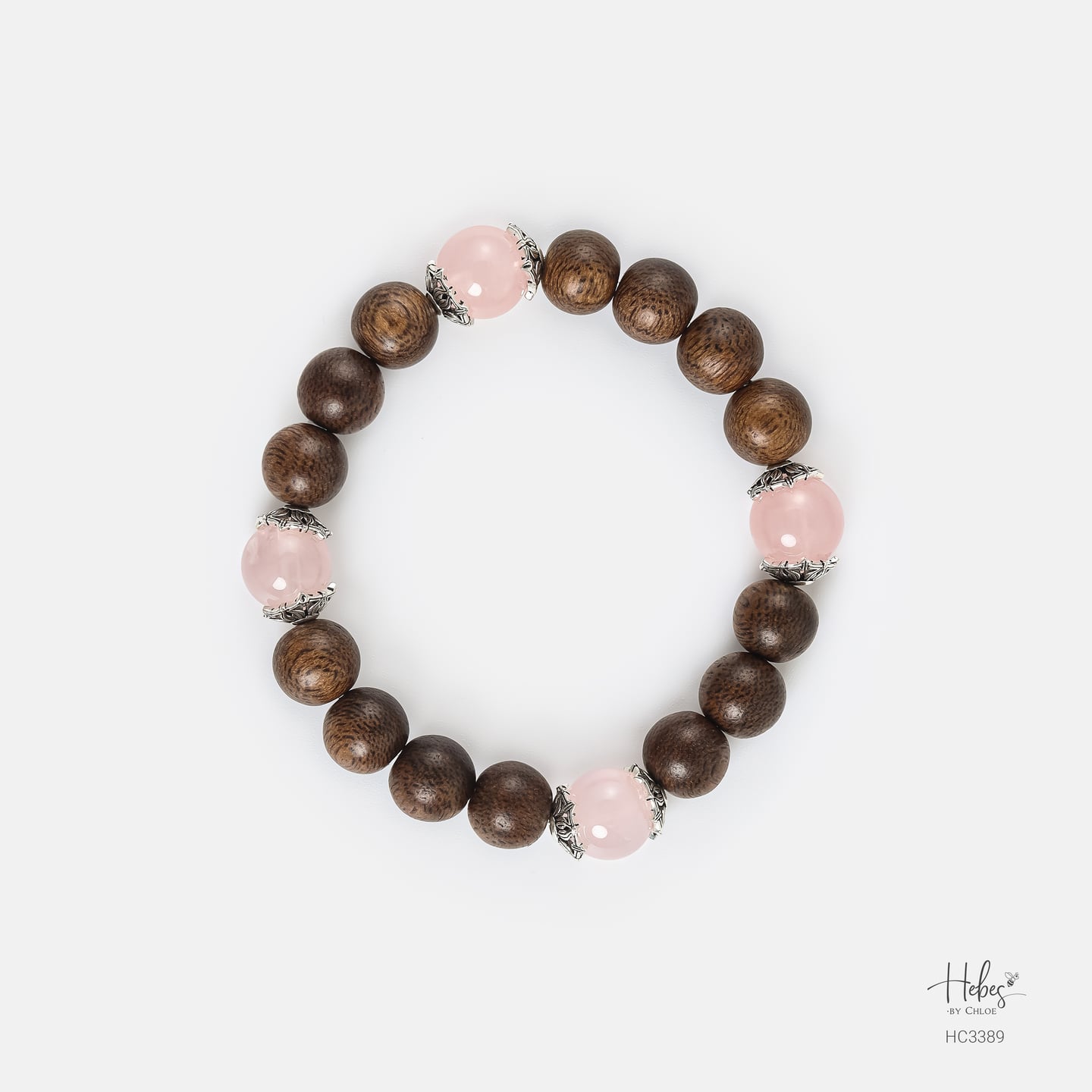 Vietnamese Agarwood Rose Quartz Bracelet HC3389